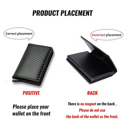 DIENQI Carbon Fiber Card Holder Black Magic Leather Wallet - GimmeWarehouse