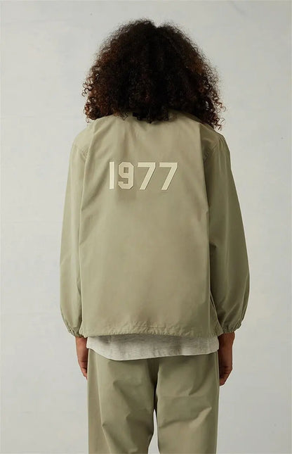 FEAR OF GOD ESSENTIALS 1977 Flocked Printed Jacket - GimmeWarehouse