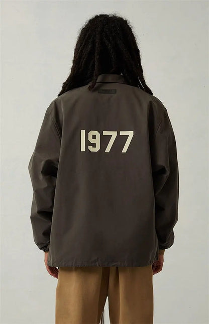 FEAR OF GOD ESSENTIALS 1977 Flocked Printed Jacket - GimmeWarehouse