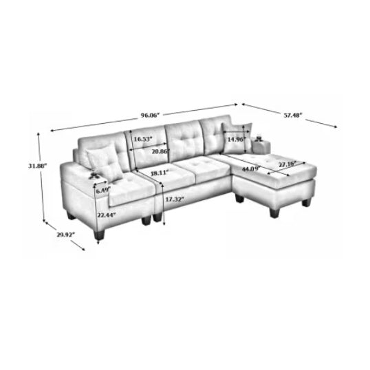 Fabric Sectional Sofa - GimmeWarehouse