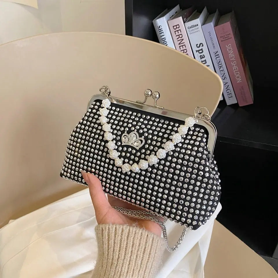 Fashion Crown Beading Shell Dome Bag - GimmeWarehouse