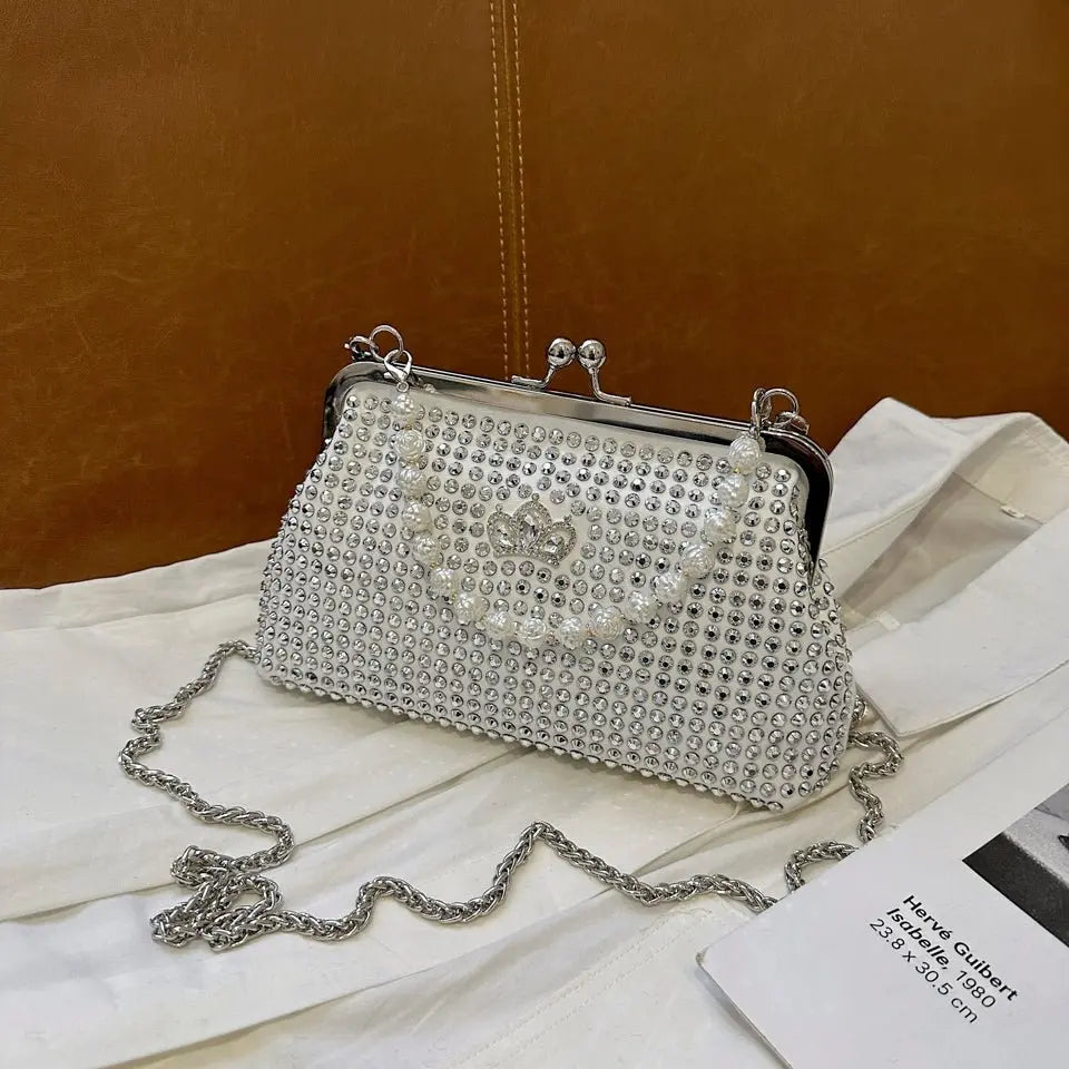 Fashion Crown Beading Shell Dome Bag - GimmeWarehouse