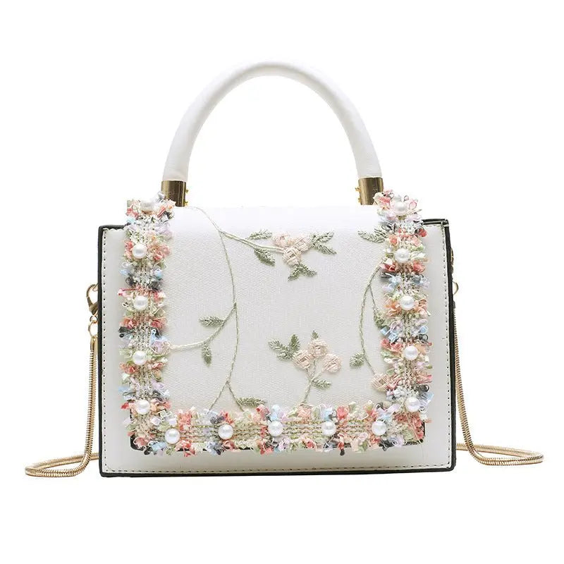 Fashion Flower Lace Square Flip Cover Handbag - GimmeWarehouse