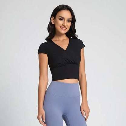 Female Waist Elastic Sports T-Shirt - GimmeWarehouse