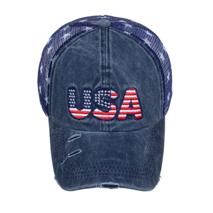 Five-Pointed Star USA Alphabet Mesh Baseball Cap - GimmeWarehouse