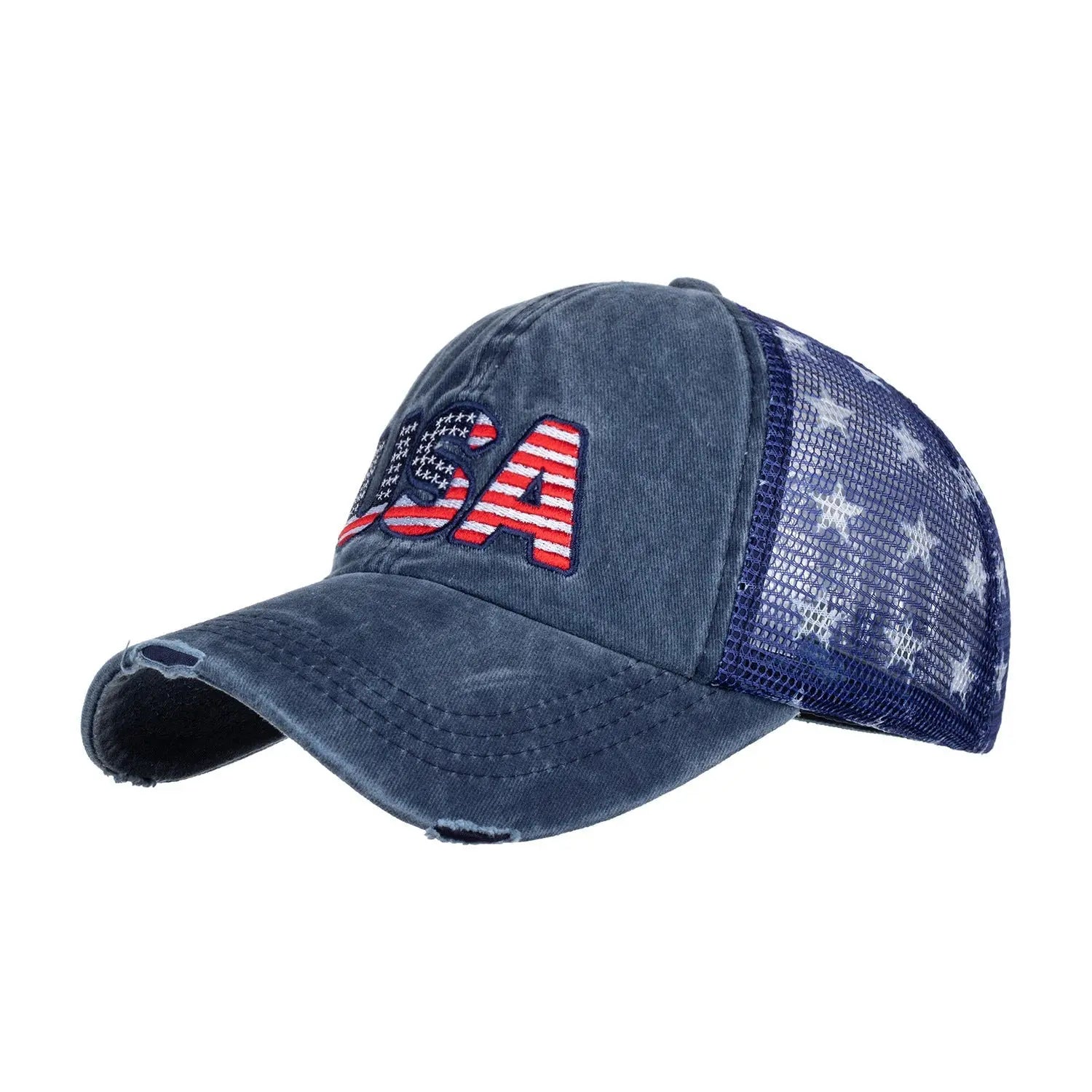 Five-Pointed Star USA Alphabet Mesh Baseball Cap - GimmeWarehouse