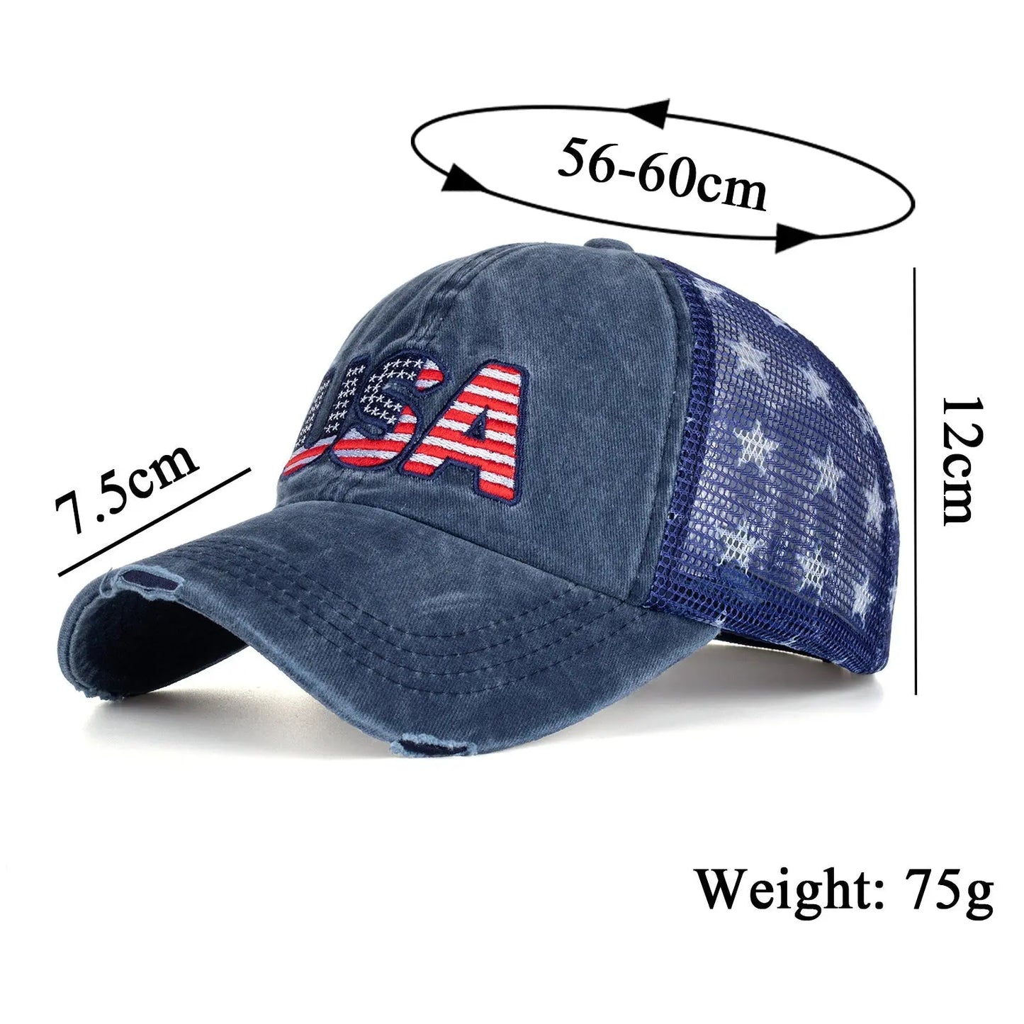 Five-Pointed Star USA Alphabet Mesh Baseball Cap - GimmeWarehouse