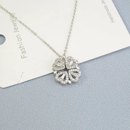 Four Leaf Clover Heart Shape Stainless Steel Necklace - GimmeWarehouse