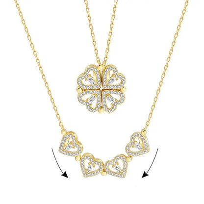 Four Leaf Clover Heart Shape Stainless Steel Necklace - GimmeWarehouse