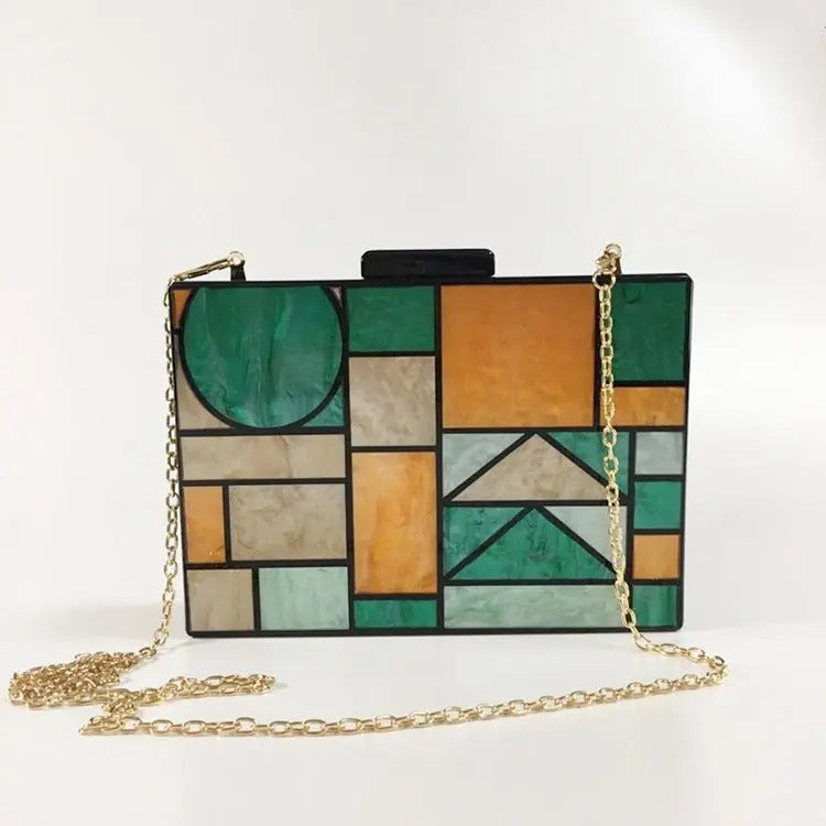 Geometric Colorful Acrylic Small Cross Body Handbag - GimmeWarehouse