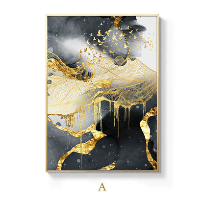 Golden Black And White Wall Art Posters And - GimmeWarehouse