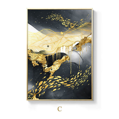 Golden Black And White Wall Art Posters And - GimmeWarehouse