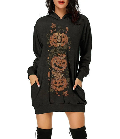 Halloween 3D Print Loose Hooded Pullover - GimmeWarehouse