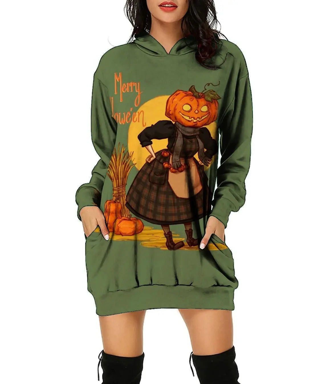 Halloween 3D Print Loose Hooded Pullover - GimmeWarehouse