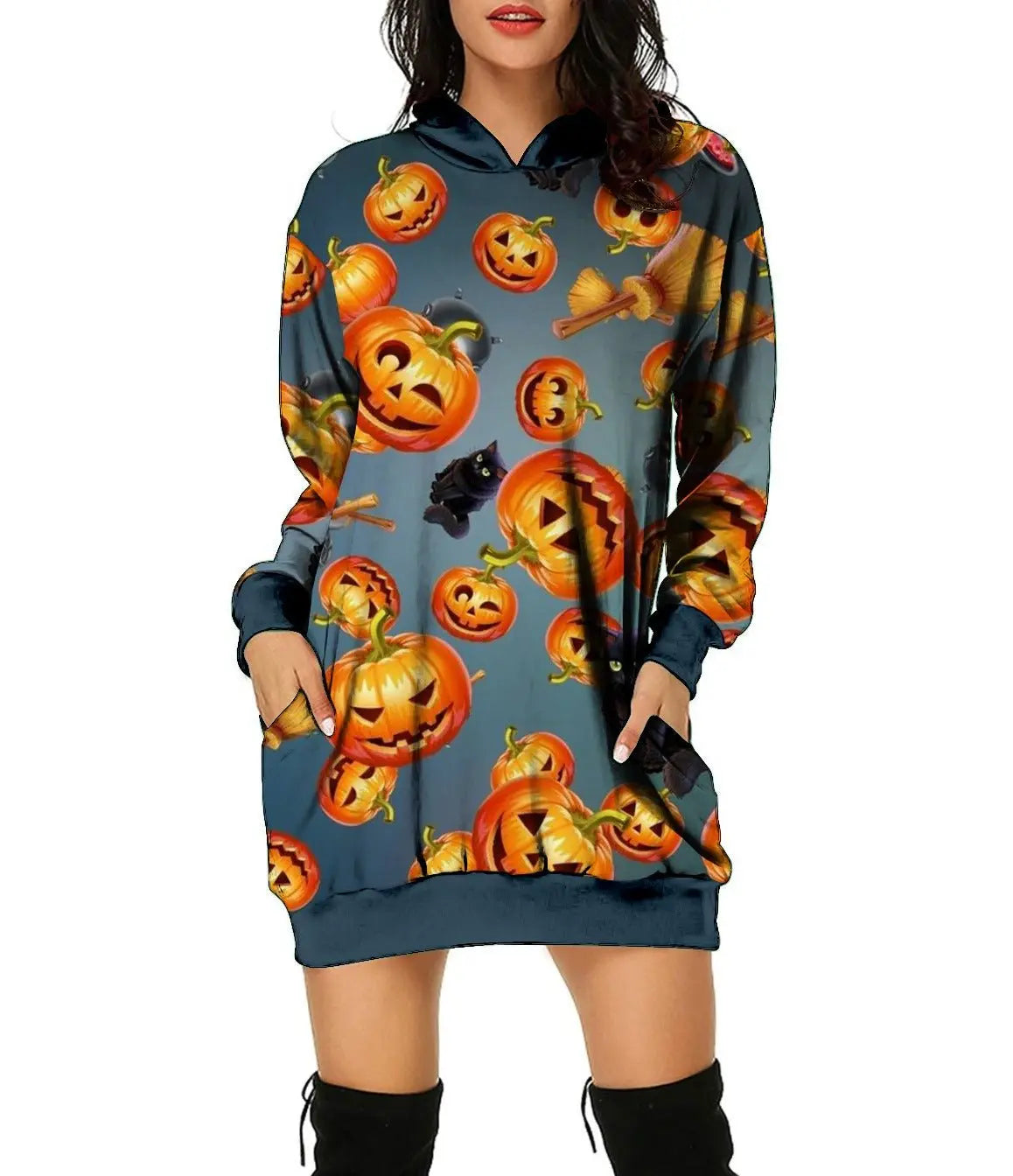 Halloween 3D Print Loose Hooded Pullover - GimmeWarehouse