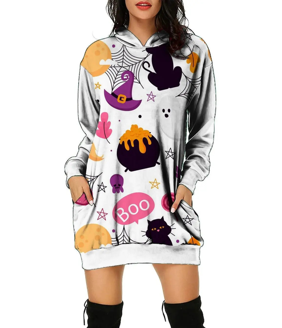 Halloween 3D Print Loose Hooded Pullover - GimmeWarehouse