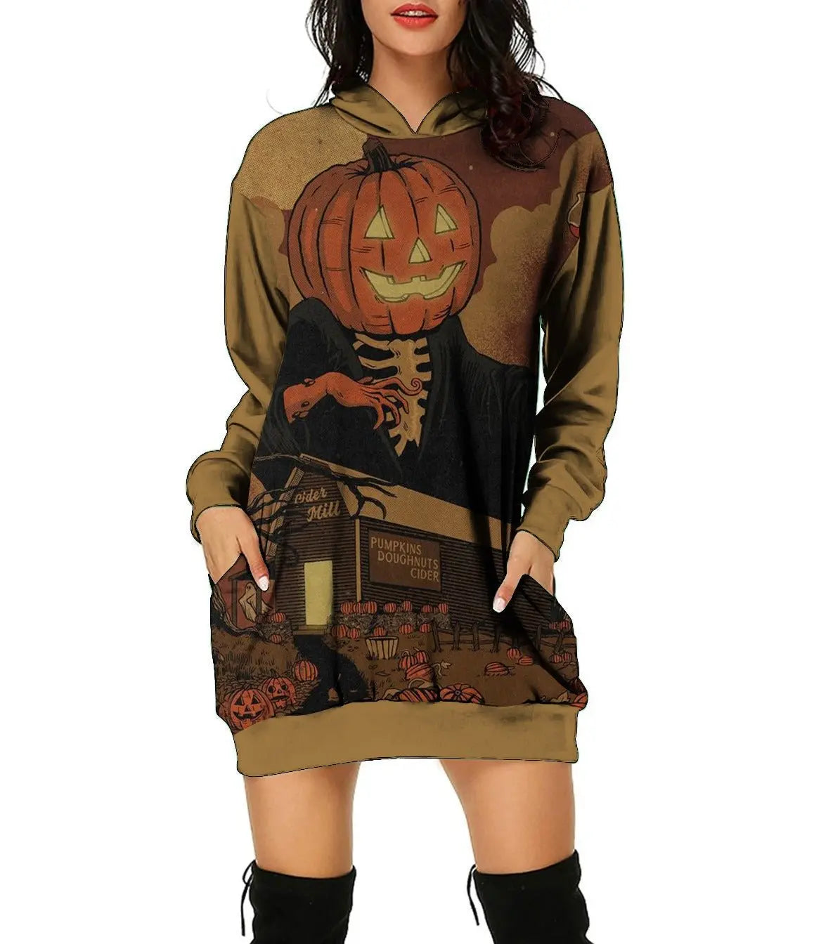 Halloween 3D Print Loose Hooded Pullover - GimmeWarehouse