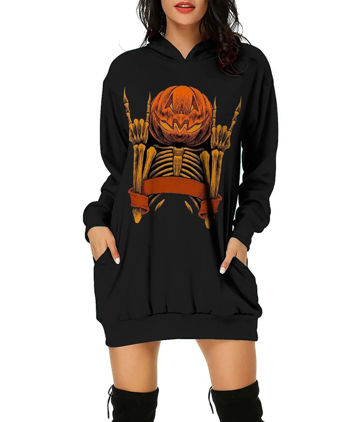 Halloween 3D Print Loose Hooded Pullover - GimmeWarehouse