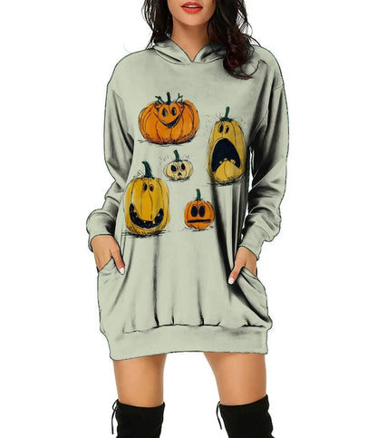 Halloween 3D Print Loose Hooded Pullover - GimmeWarehouse