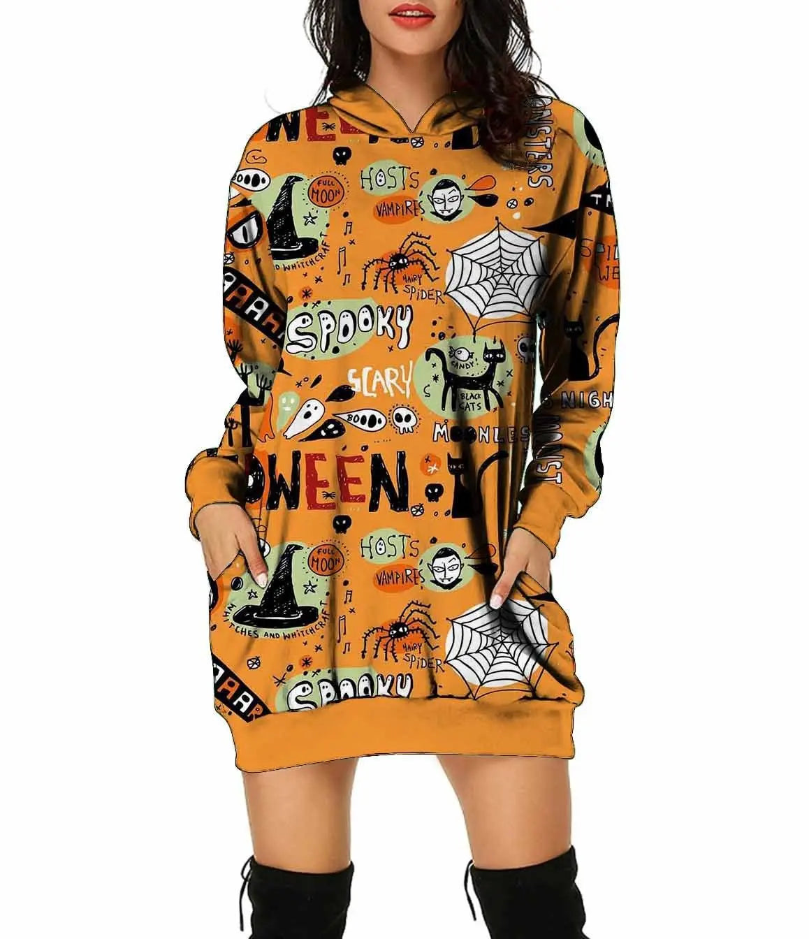 Halloween 3D Print Loose Hooded Pullover - GimmeWarehouse