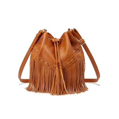 Women's Bag Casual Drawstring Factory Handmade Tassel Bucket Bag PU Tassel Women's Messenger Bag Gimme that