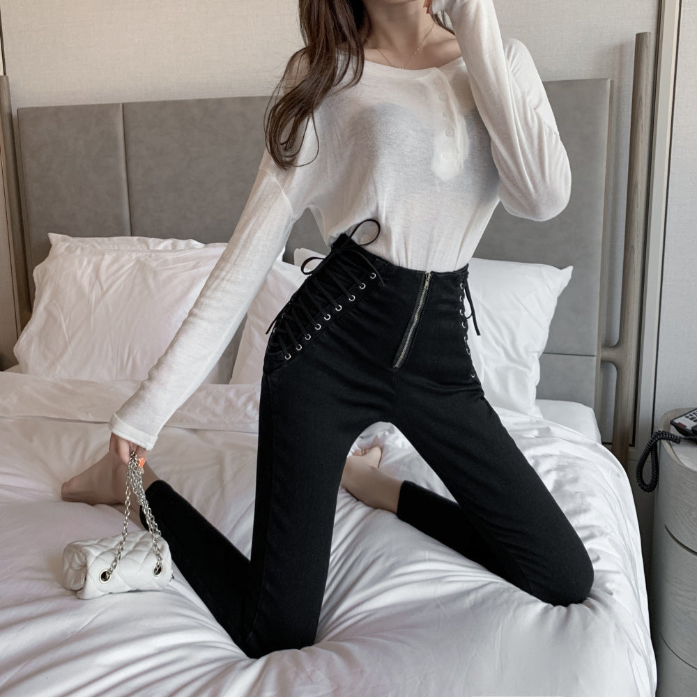 High waist jeans slim skinny cropped pencil pants - GimmeWarehouse