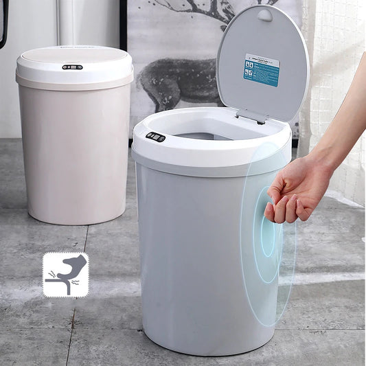 Hot Smart Automatic Touch Sensor Garbage Can Plastic Trash Can Kitchen Toilet Bedroom Cans Room Be Household Capacity 12L - GimmeWarehouse