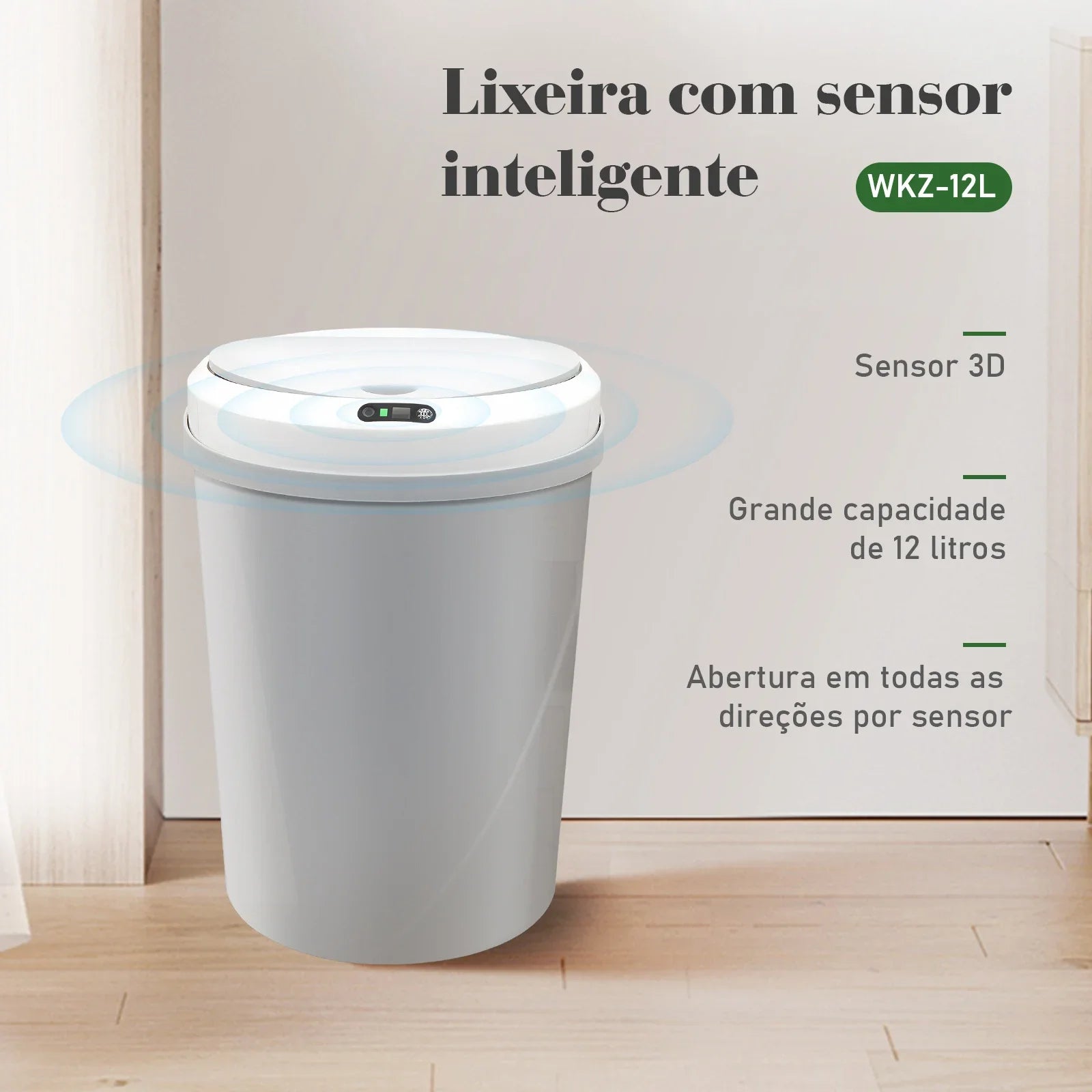 Hot Smart Automatic Touch Sensor Garbage Can Plastic Trash Can Kitchen Toilet Bedroom Cans Room Be Household Capacity 12L - GimmeWarehouse