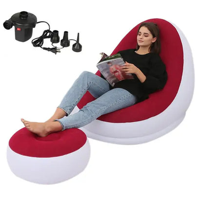 Inflatable Air Mattress Lazy Sofa Deck Chair Comfortable Leg Stool Rest Single Beanbag for home and Outdoor Use - GimmeWarehouse