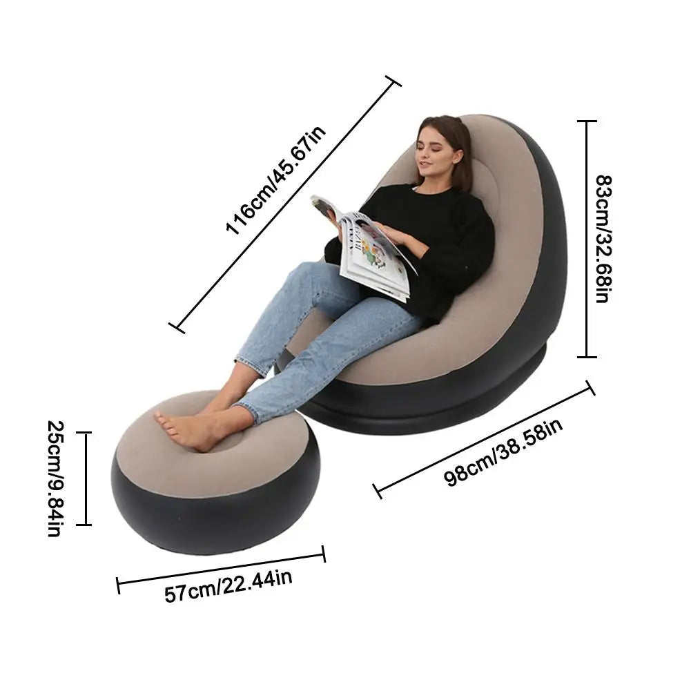 Inflatable Air Mattress Lazy Sofa Deck Chair Comfortable Leg Stool Rest Single Beanbag for home and Outdoor Use - GimmeWarehouse