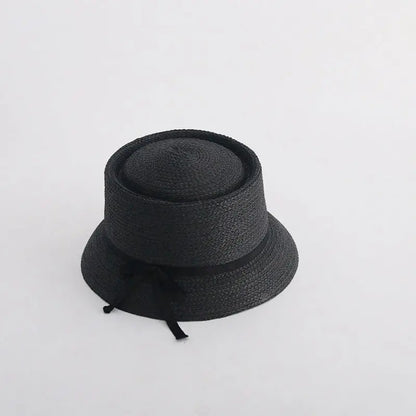 Japanese Style Flat Top Straw Woven Bucket Hat - GimmeWarehouse