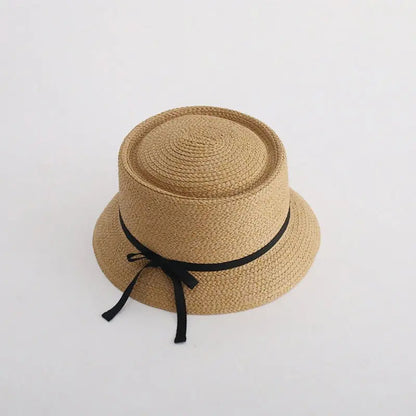 Japanese Style Flat Top Straw Woven Bucket Hat - GimmeWarehouse