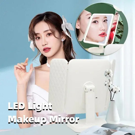 LED Light Makeup Mirror Magnifying Cosmetic 3 Fold Vanity Mirror 180 Rotation Adjustable Touch Dimmer Table Makeup Mirror Gimme that