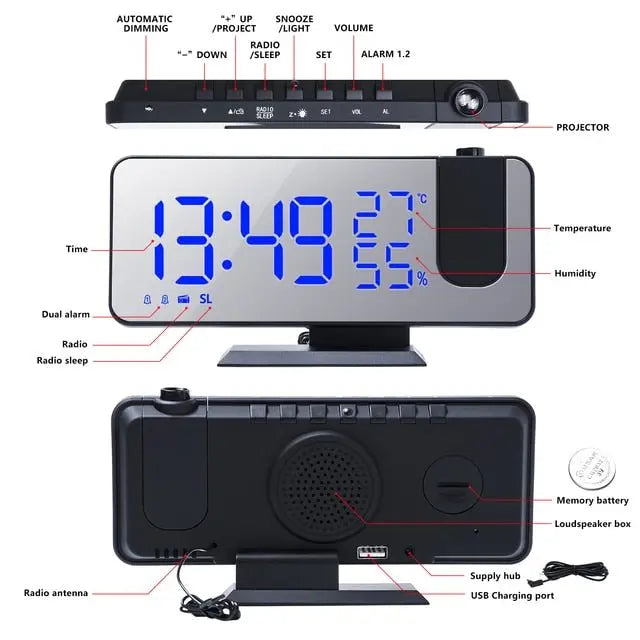 LED Digital Projection Clock - GimmeWarehouse