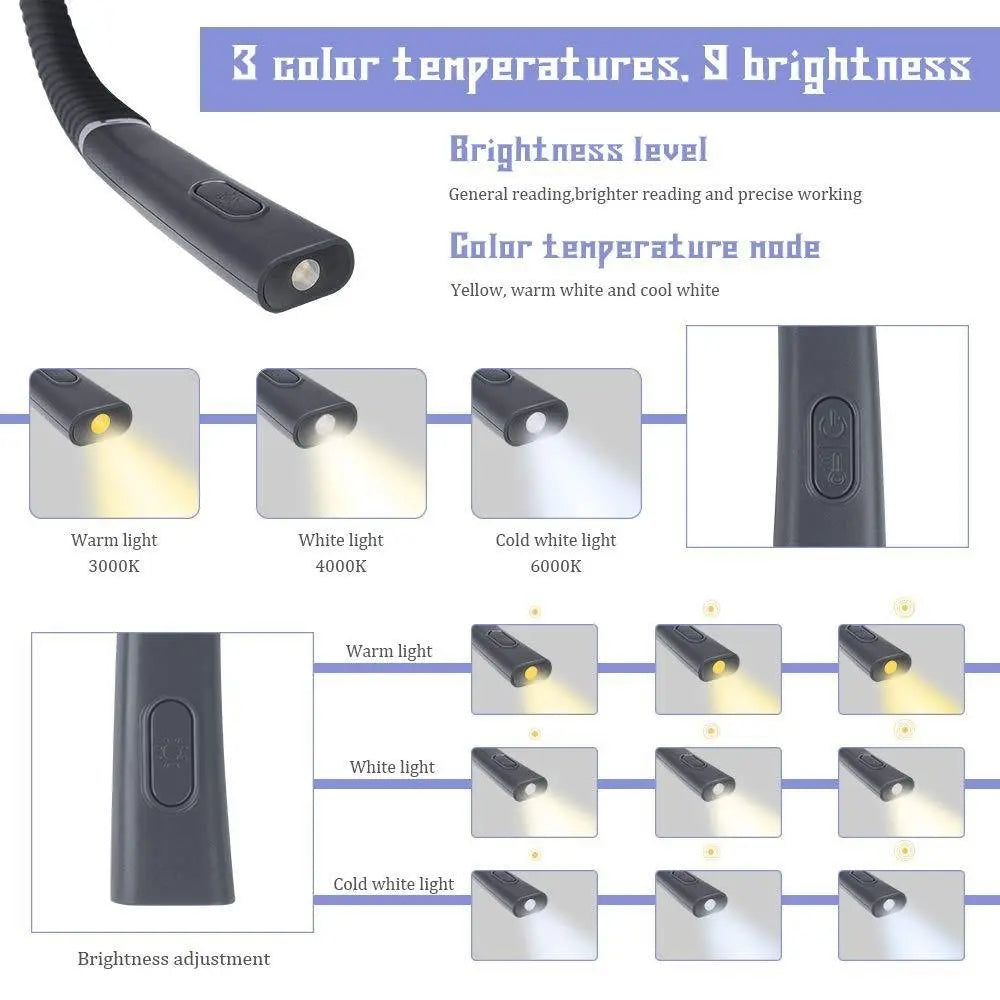 Led TRI Color Folding Double Head Neck Light - GimmeWarehouse