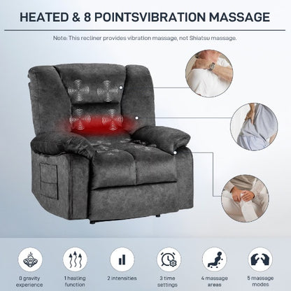 Living Room Recliner Chair Sofa With Massage And Heating - GimmeWarehouse