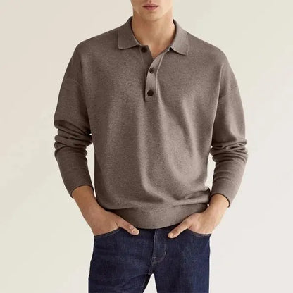 Autumn Long Sleeve V-Neck Button Men's Casual Top Polo Shirt Gimme that