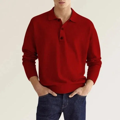 Autumn Long Sleeve V-Neck Button Men's Casual Top Polo Shirt Gimme that