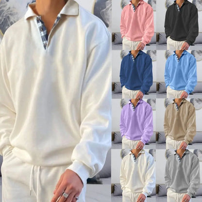 Long Sleeve V-Neck Men's Lapel Loose Sweater Gimme that