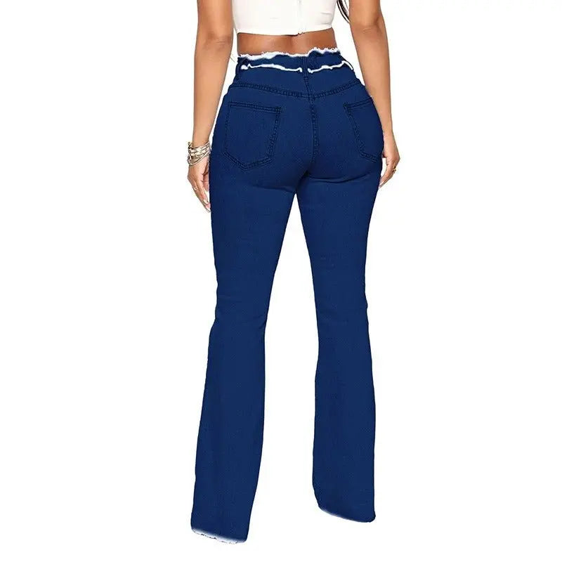 New High Elastic Medium Waist Raw Edge Women's Denim Trousers Gimme that