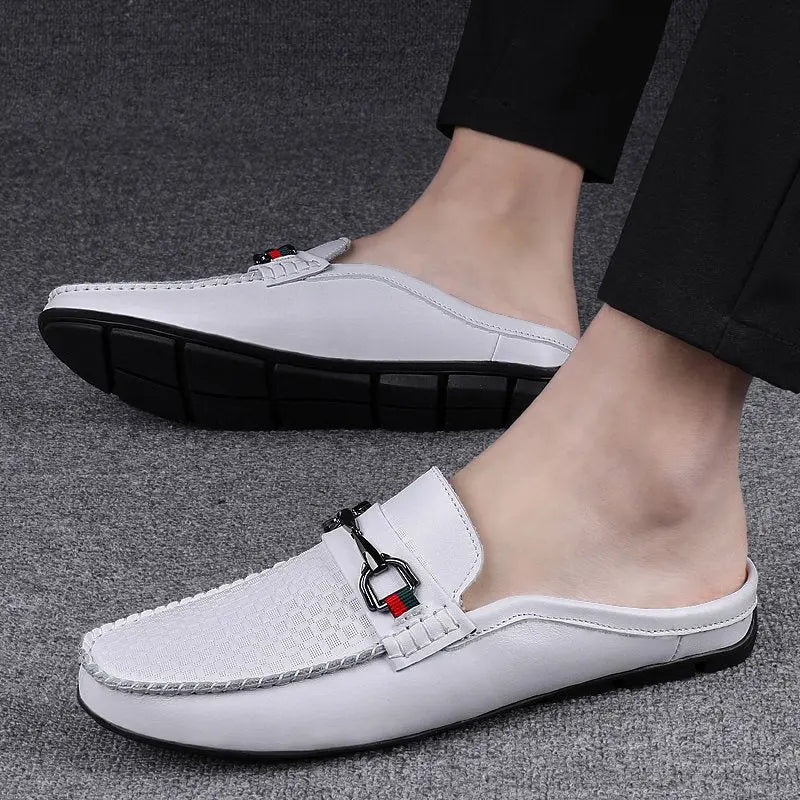 Men's Half-slippers Lazy Slip-on Leather Casual Shoes For Men Gimme that