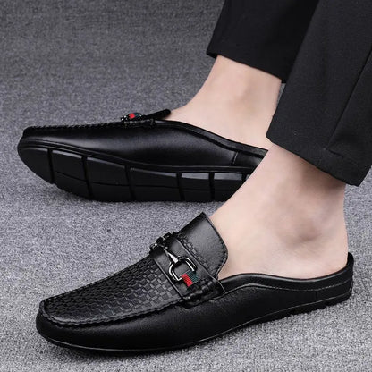 Men's Half-slippers Lazy Slip-on Leather Casual Shoes For Men Gimme that