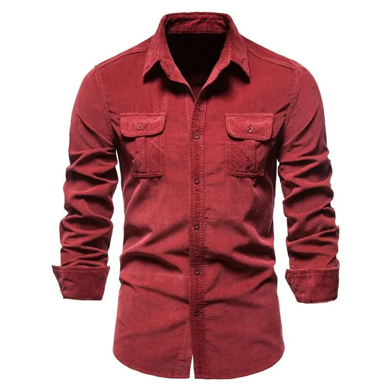 Men's Autumn Cotton Basic Japanese Corduroy Business Shirt Slim Casual Shirt New Long Sleeve Coat Gimme that