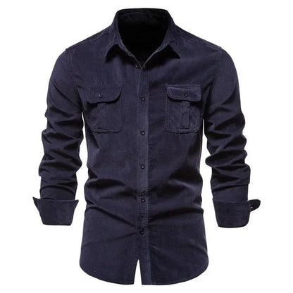 Men's Autumn Cotton Basic Japanese Corduroy Business Shirt Slim Casual Shirt New Long Sleeve Coat Gimme that