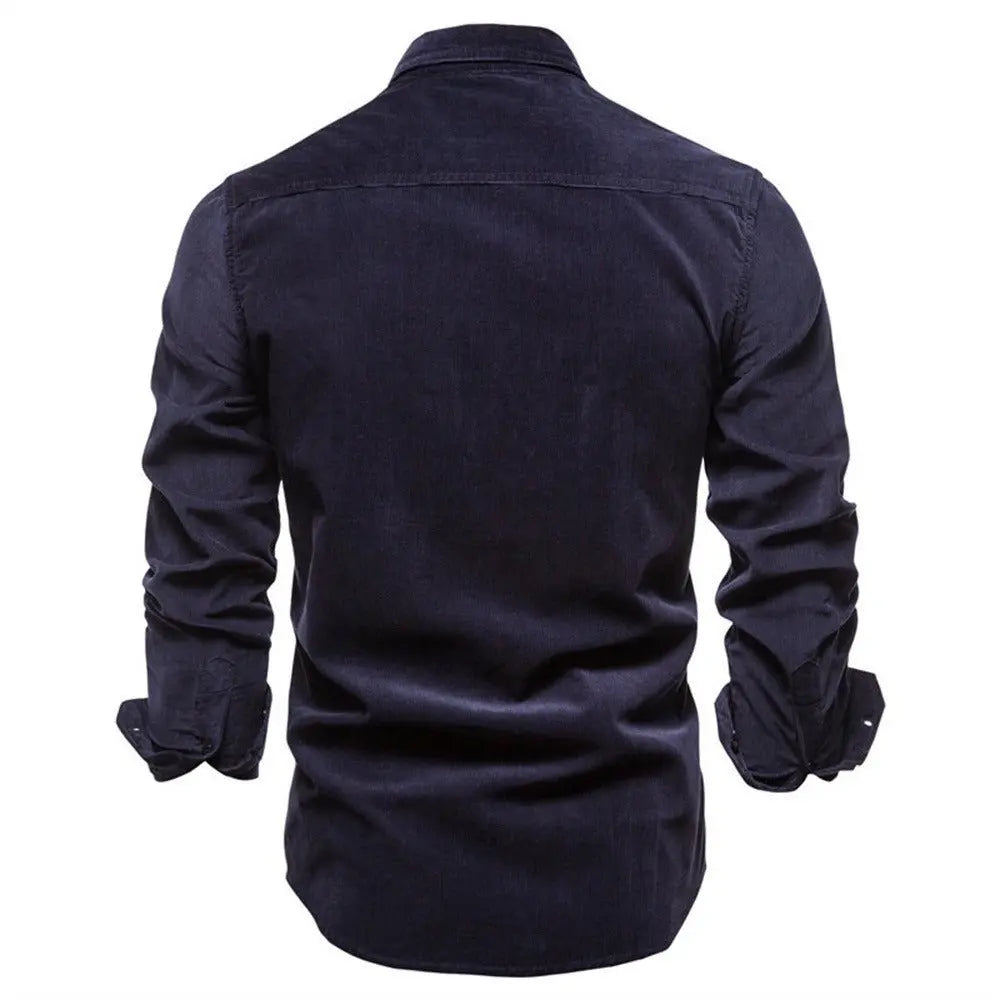 Men's Autumn Cotton Basic Japanese Corduroy Business Shirt Slim Casual Shirt New Long Sleeve Coat Gimme that