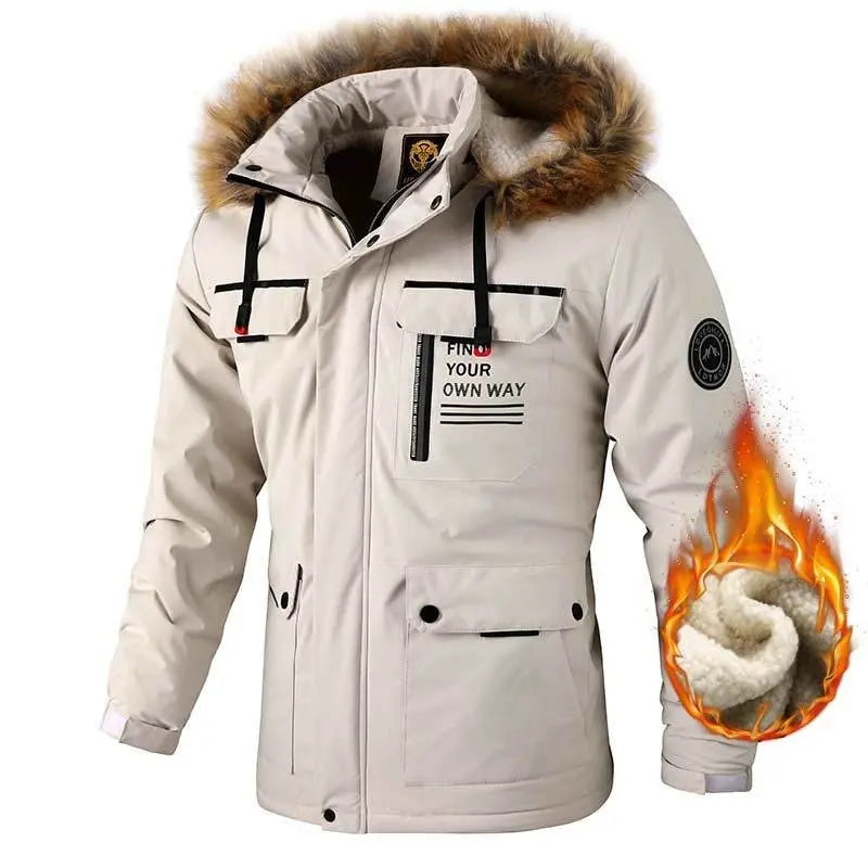 Outdoor Men's Plush Thickened Casual Jacket Parka Winter Warm Jacket Men's Coat Gimme that