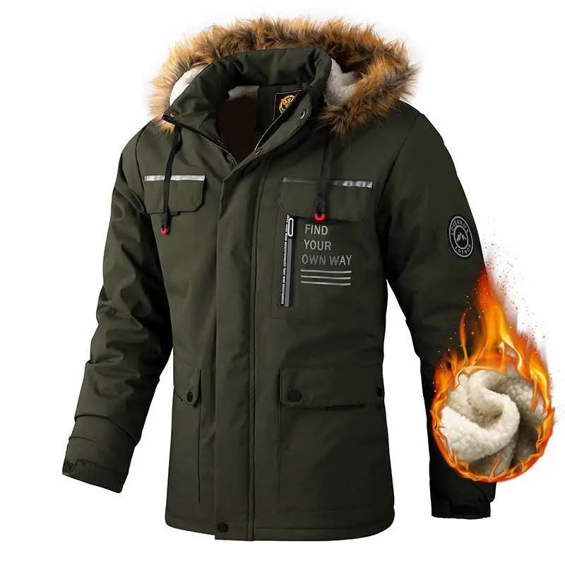 Outdoor Men's Plush Thickened Casual Jacket Parka Winter Warm Jacket Men's Coat Gimme that