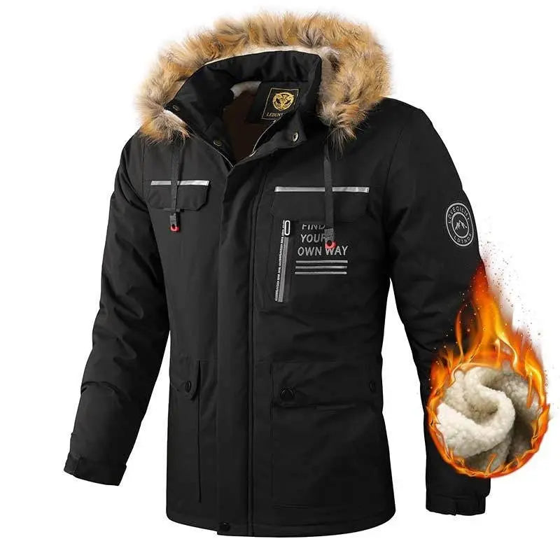 Outdoor Men's Plush Thickened Casual Jacket Parka Winter Warm Jacket Men's Coat Gimme that