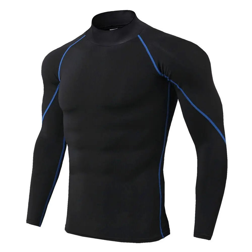 Men's High Collar Fitness Long Sleeved Pro Sports Running Long Sleeved T-Shirt Autumn And Winter Elastic Quick Drying Stand Collar Sweater Gimme that