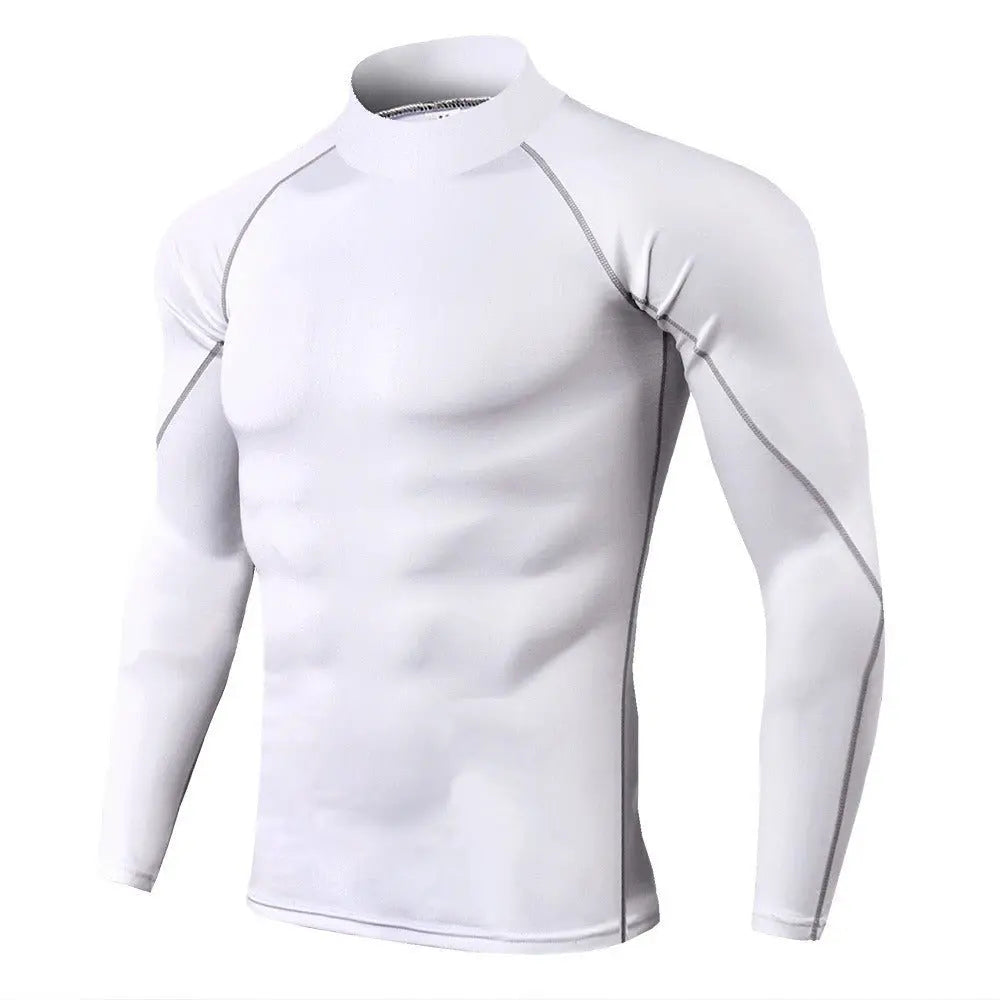 Men's High Collar Fitness Long Sleeved Pro Sports Running Long Sleeved T-Shirt Autumn And Winter Elastic Quick Drying Stand Collar Sweater Gimme that